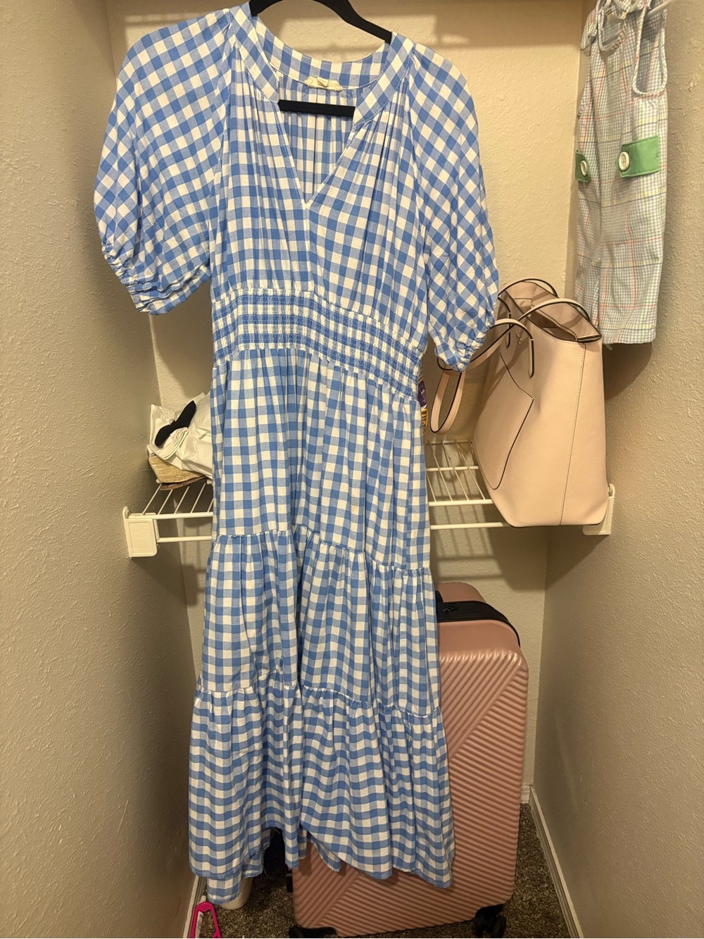 entro Blue and White Gingham Dress